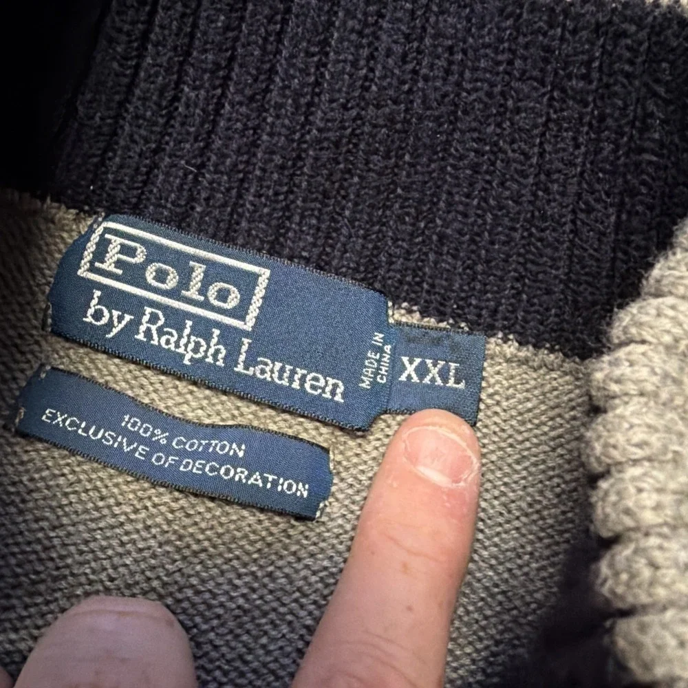 Polo‎ by Ralph Lauren Men's Pullover Quarter Zip Cotton Knit Gray XXL